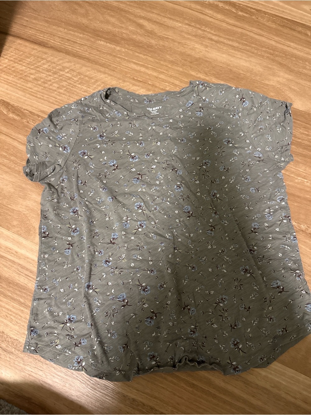 Women's Olive Floral Short-Sleeve Top